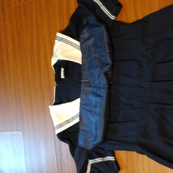 Vintage 80's 90's J.B.S. LTD Navy Blue Sailor Inspired Midi Dress USA Made - Picture 12 of 14